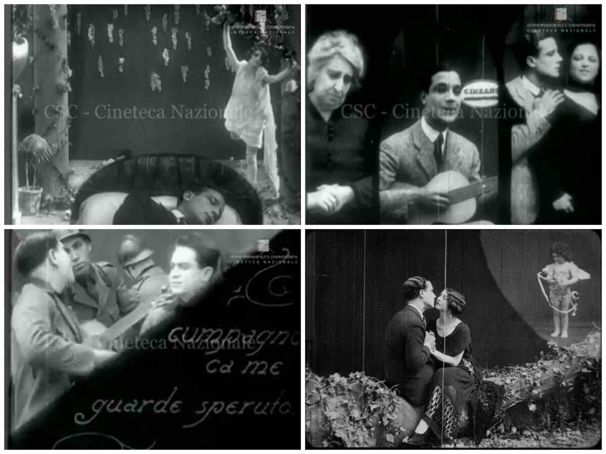FANTASIA 'E SURDATE (1927). Elvira Notari. Pantalla dividida en el cine mudo. Split Screen. estrellamillansanjuan.es