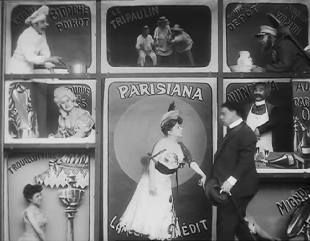 LES AFFICHES EN GOGUETTE (1906). Georges Méliès. Pantalla dividida en el cine. Split screen. estrellamillansanjuan.es