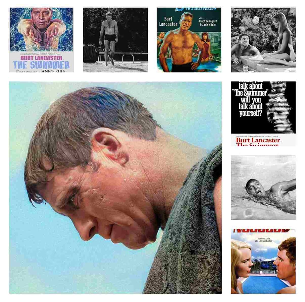 LOS RÍOS Y EL CINE. Análisis profundo del cine fluvial. 2ª parte 4 Collage fotogramas, The Swimmer. (Montaje de fotogramas cortesía de Frank).