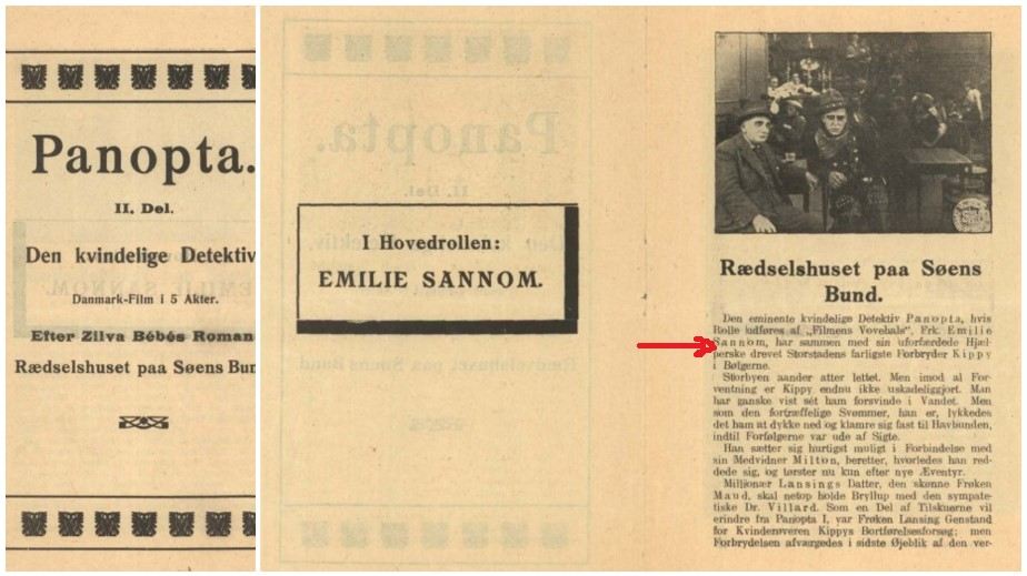 Programa de Panopta. Det Danske Filminstitut. Emilie Sannom. La temeraria del cine. estrellamillansanjuan.es