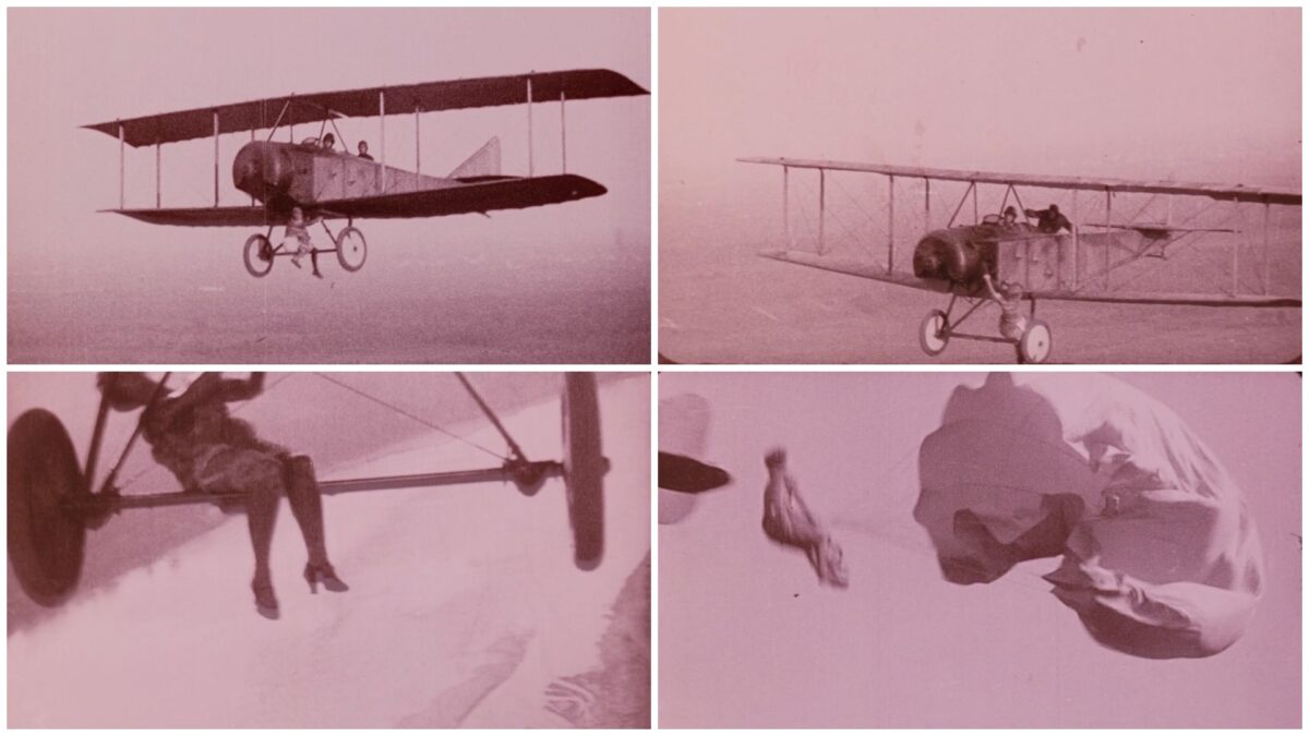 Diferentes fotosgramas de La faniculla dell’aria (1923), su última película. Emilie Sannom. La temeraria del cine. estrellamillansanjuan.es