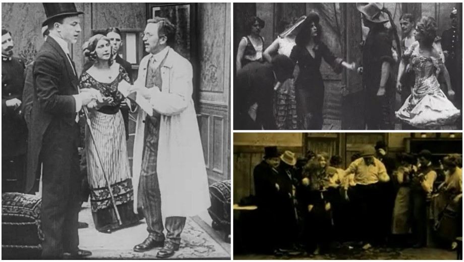 Papeles secundarios de Emilie Sannom. Izda. Balletdanserinden (1911), dcha. arriba, Afgrunden (1910), abajo, Copenaguen by night (1910). Emilie Sannom. La temeraria del cine. estrellamillansanjuan.es