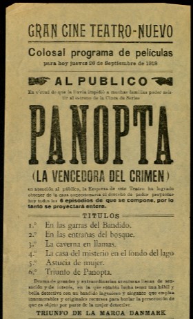 Panopta, la vencedora del crimen. Gran cine Teatro Nuevo. Manresa. Filmoteca Catalunya. Emilie Sannom. La temeraria del cine. estrellamillansanjuan.es