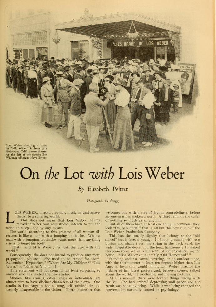 Imagen del rodaje de Idle Wives. Photoplay Magazine (1917). LOIS WEBER. estrellamillansanjuan.es