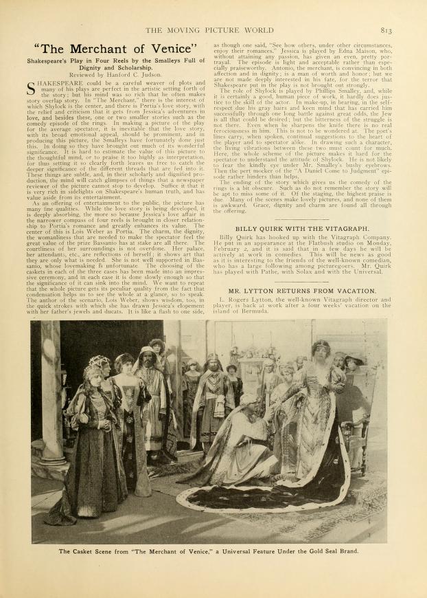 El mercader de Venecia en The Moving Picture World. 1914. LOIS WEBER. estrellamillansanjuan.es