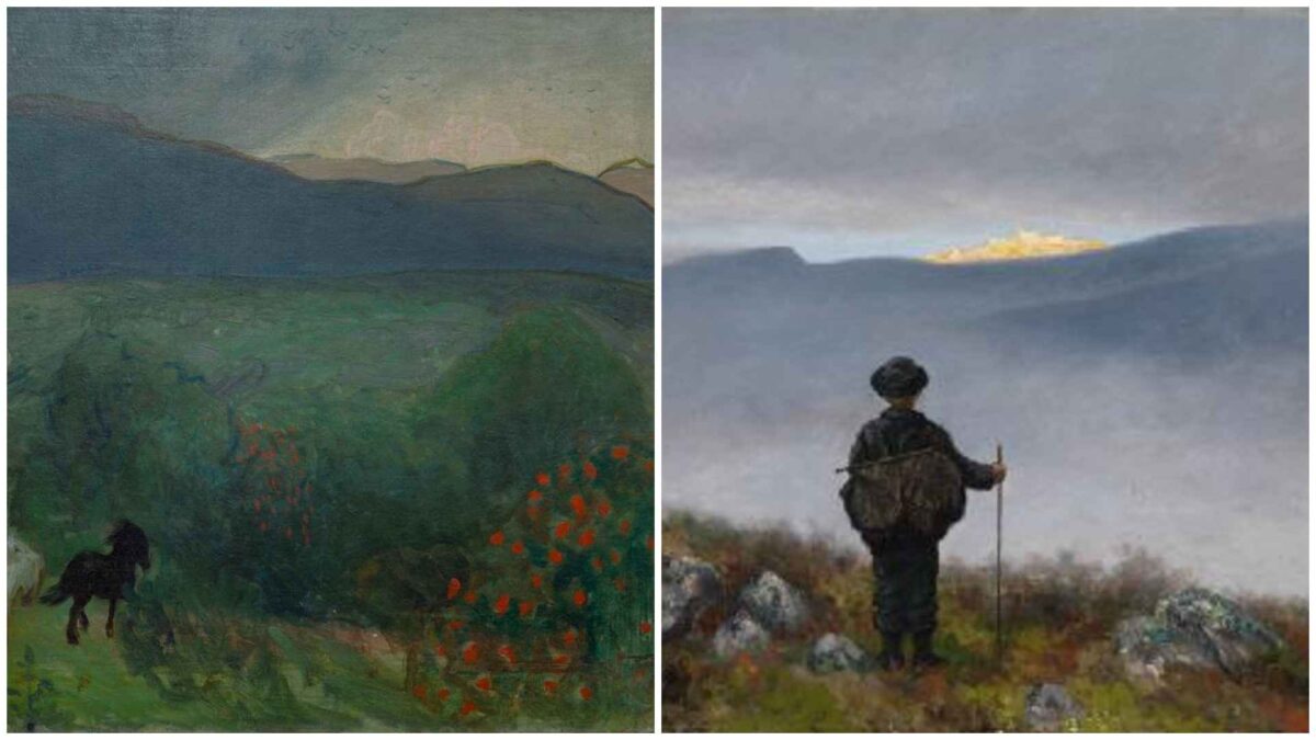 Influencia pictórica en Caza de brujas de Aproaching Storm (1896) de Halfdan Egedius y Far, far away Soria Moria Palace Shimmered like Gold (1900) de Theodor Kittlesen. ANJA BREIEN. estrellamillansanjuan.es