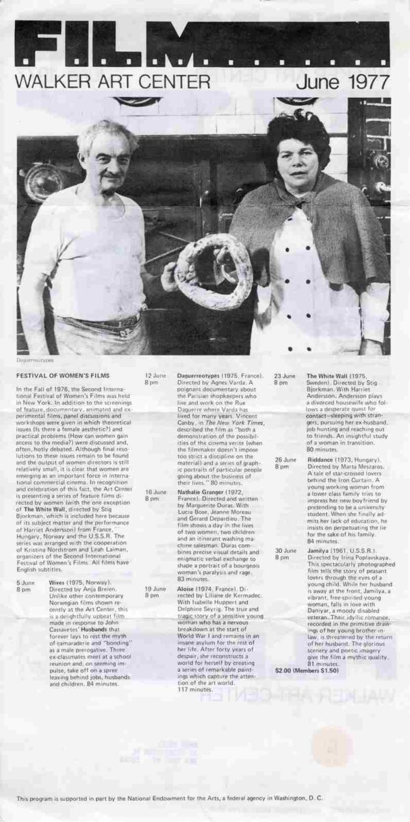 Presencia de Anja Breien Festival of Women's Films. Walker Art Center. Minneapolis. 1977. ANJA BREIEN. estrellamillansanjuan.es