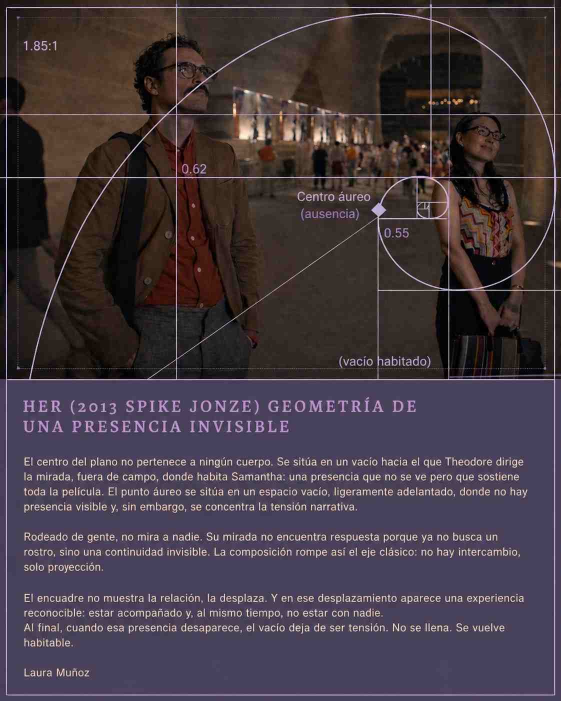 Laura Muñoz Liaño (2026). EL PUNTO ÁUREO EN EL CINE. La geometría desplazada 7 EL PUNTO ÁUREO EN EL CINE. La geometría desplazada. Her. Análisis de Laura Muñoz Liaño. estrellamillansanjuan.es