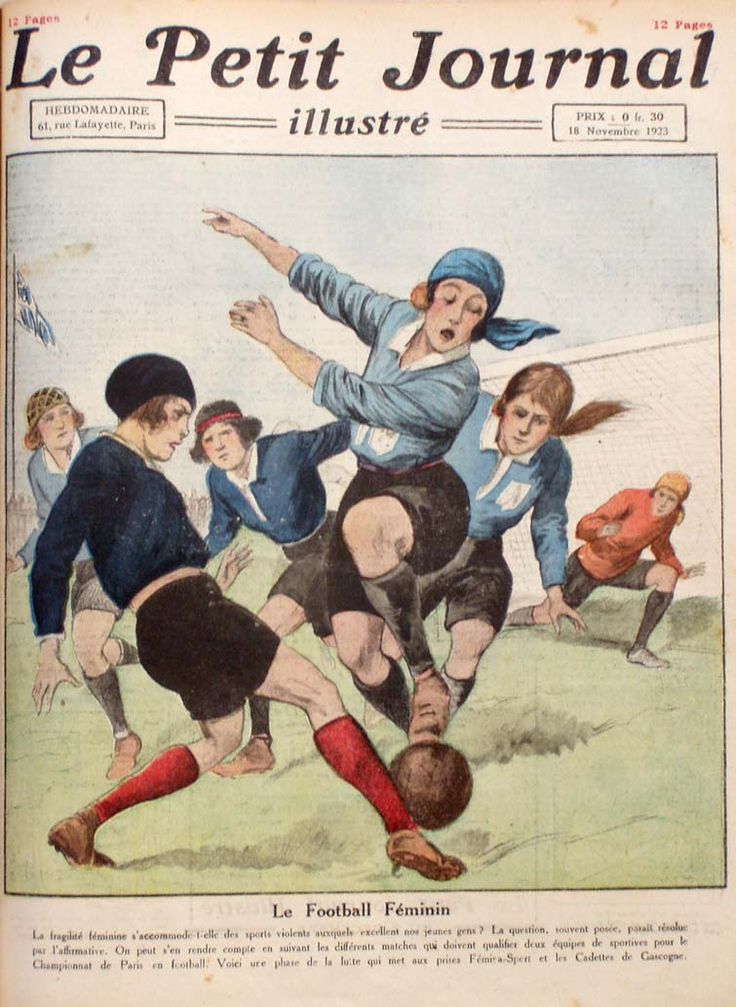 Fútbol femenino. Le petit journal illustré 1923. Deporte femenino en el cine mudo. Estrella Millán Sanjuán