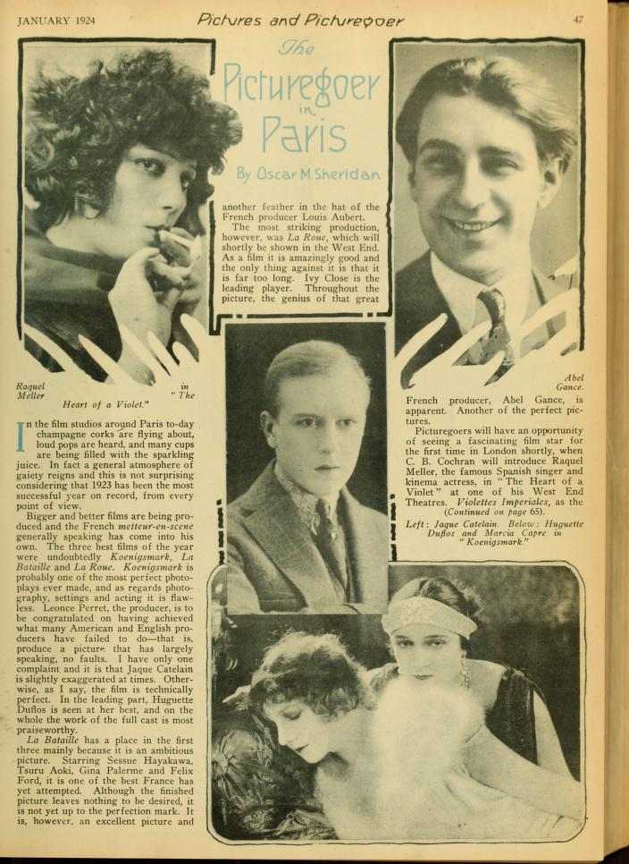 Crítica de 1924 muy favorable a Koenigsmark (1923). Léonce Perret. 
