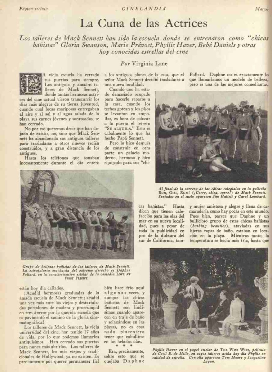 cinelandia 1928 Mack Sennet banistas. Run girl run