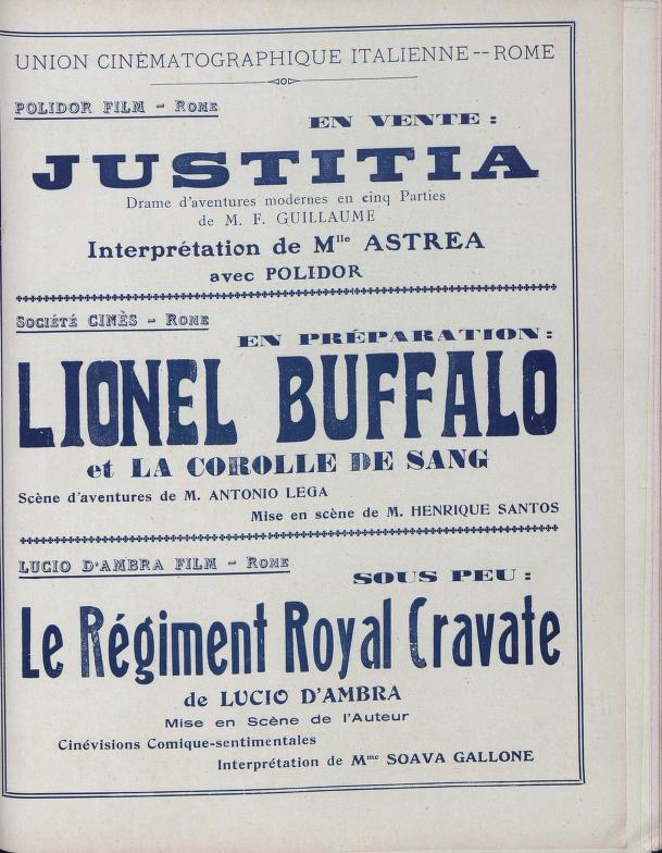 Anuncio de Justitia (1919) en Le courier cinématographique.