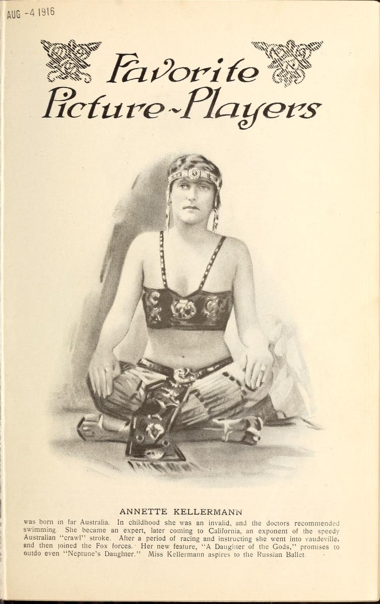 Annette Kellerman en Picture Play Magazine (1916). Favorite Pictur-Players.