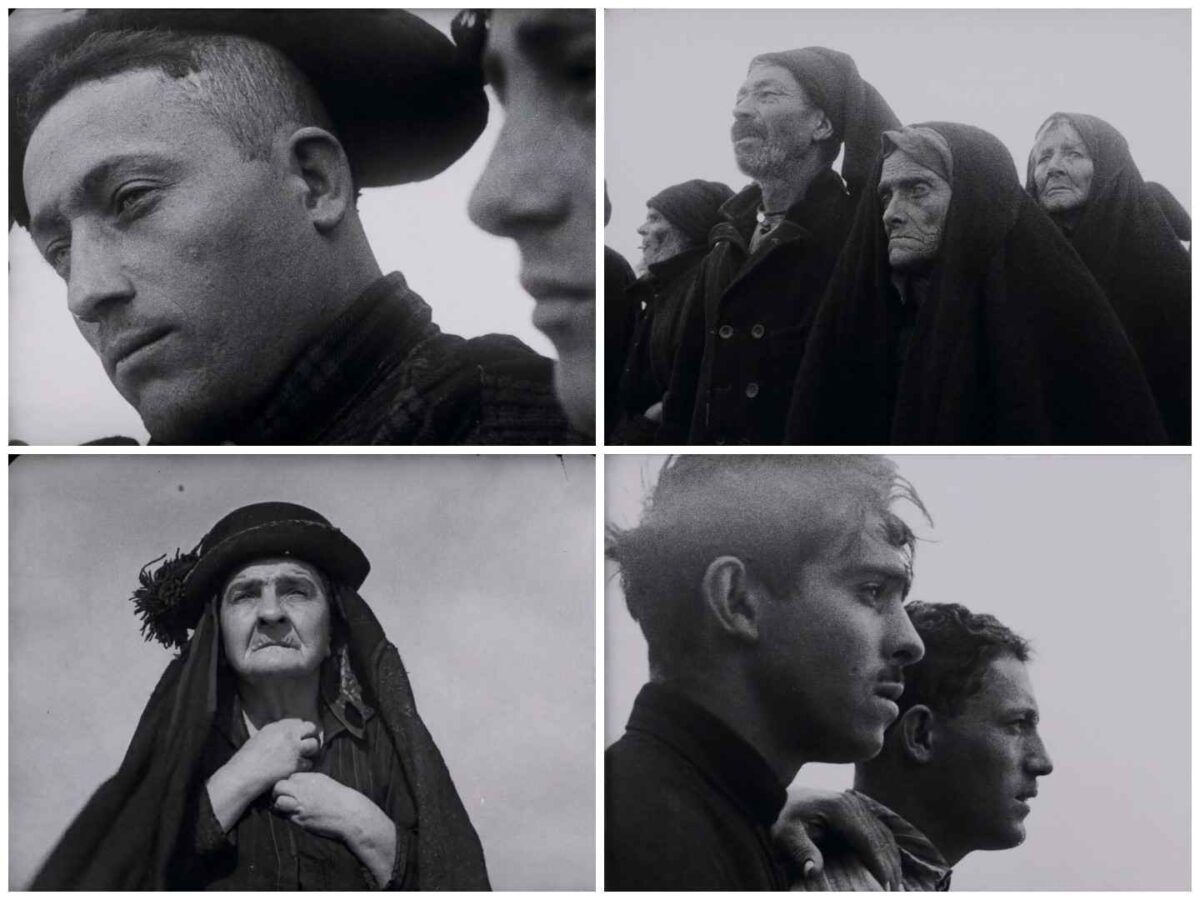 Montaje soviético durante el avistamiento del naufragio del barco de Falacha. Rostros tristes temiendo lo peor. Maria do Mar (1930). José Leitão de Barros. estrellamillansanjuan.es